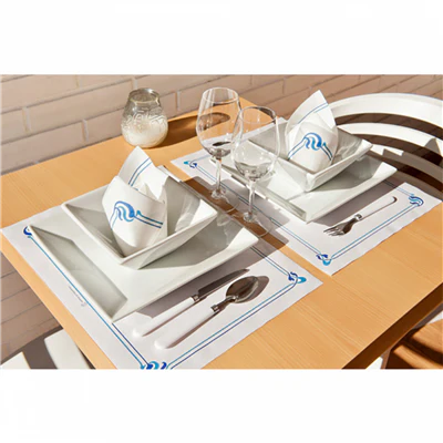 SERVIETTES ECOLABEL DOUBLE POINT 'MAXIM BLEU' 18 G/M2 40x40 CM BLANC OUATE (1200 UNITÉS) - REF. 114.05 - Image 3