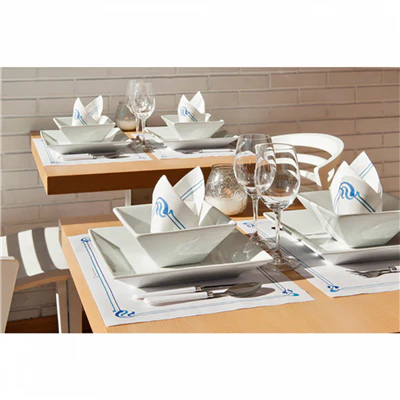 SERVIETTES ECOLABEL DOUBLE POINT 'MAXIM BLEU' 18 G/M2 40x40 CM BLANC OUATE (1200 UNITÉS) - REF. 114.05 - Image 4