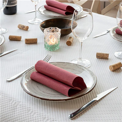 SERVIETTES ECOLABEL DOUBLE POINT 18 G/M2 39x39 CM BORDEAUX OUATE (1200 UNITÉS) - REF. 101.21 - Image 3