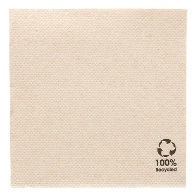 SERVIETTES ECOLABEL DOUBLE POINT 19 G/M2 20x20 CM NATUREL OUATE RECYCLÉE (2400 UNITÉS) - REF. 191.09