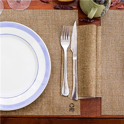 SERVIETTES ECOLABEL DOUBLE POINT 'ARPILLERA' 19 G/M2 40x40 CM MARRON OUATE RECYCLÉE (1200 UNITÉS) - REF. 214.12 - Image 3
