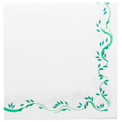 SERVIETTES ECOLABEL DOUBLE POINT 'FLORALIA' 18 G/M2 40x40 CM BLANC OUATE (1200 UNITÉS) - REF. 114.08