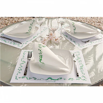 SERVIETTES ECOLABEL DOUBLE POINT 'FLORALIA' 18 G/M2 40x40 CM BLANC OUATE (1200 UNITÉS) - REF. 114.08 - Image 3