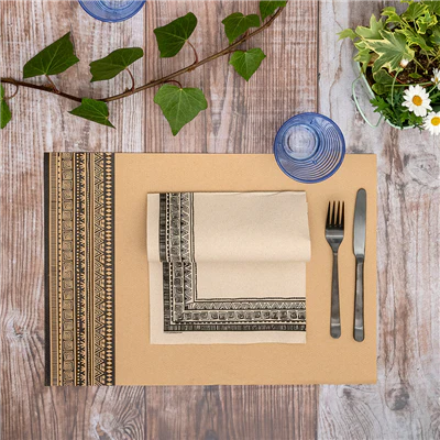 SERVIETTES ECOLABEL DOUBLE POINT 'NAIROBI' 18 G/M2 40x40 CM NATUREL OUATE RECYCLÉE (1200 UNITÉS) - REF. 224.76 - Image 3