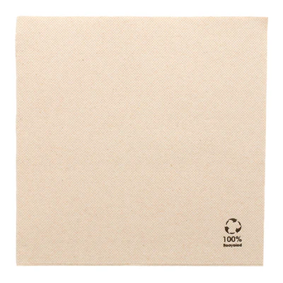 SERVIETTES ECOLABEL DOUBLE POINT DOUBLE POINT 'PAPER PACK' 19 G/M2 39x39 CM NATUREL OUATE RECYCLÉE (1200 UNITÉS) - REF. 254.55