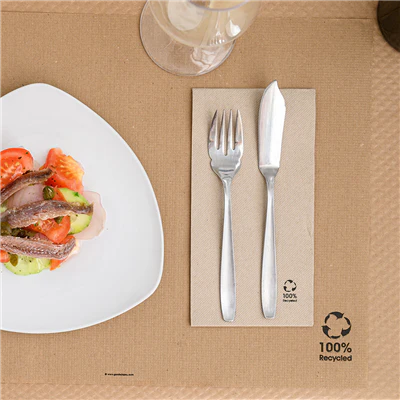 SERVIETTES ECOLABEL P. 1/8 DOUBLE POINT 19 G/M2 40x40 CM NATUREL OUATE RECYCLÉE (1200 UNITÉS) - REF. 230.87 - Image 3