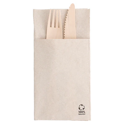 SERVIETTES KANGOUROU ECOLABEL 2 PLIS FEEL GREEN 18 G/M2 40x40 CM NATUREL OUATE RECYCLÉE (1000 UNITÉS) - REF. 212.49