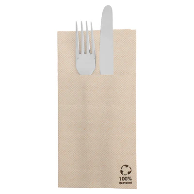 SERVIETTES KANGOUROU DOUBLE POINT 19 G/M2 39x40 CM NATUREL OUATE RECYCLÉE (1400 UNITÉS) - REF. 230.76
