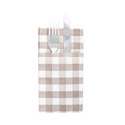 SERVIETTES KANGOUROU LIKE LINEN 'VICHY' 70 G/M2 40x40 CM TAUPE SPUNLACE (700 UNITÉS) - REF. 228.58
