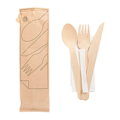 SET 5/1 COUVERTS +SERVIETTE +CURE-DENTS WOOD 'MAKAN' 16 CM NATUREL BOIS (200 UNITÉS) - REF. 220.21 - Image 3