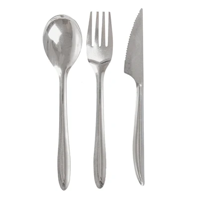 SET FOURCHETTE, COUTEAU, CUILLÈRE 18 CM ARGENTE INOX (100 UNITÉS) - REF. 260.96 - Image 3