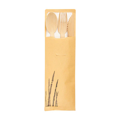 SET 4/1 COUVERTS +SERVIETTE BAMBOO 17 CM NATUREL BAMBOU (50 UNITÉS) - REF. 180.19 - Image 3