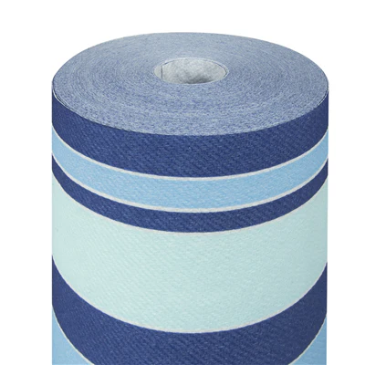 "TÊTE-À-TÊTE" PRÉ. 120CM (20 FEU.) 'BAYADÈRES' 55 G/M2 0,40x24 M BLEU AIRLAID (6 UNITÉS) - REF. 182.90