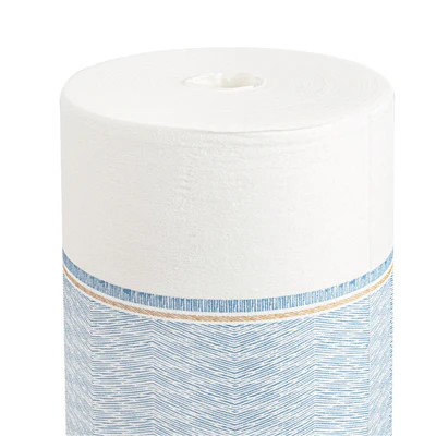 "TÊTE-À-TÊTE" PRÉDECOUPÉ 120CM (20 FEU.) LIKE LINEN 'AZUR' 70 G/M2 0,40x24 M BLANC/BLEU SPUNLACE (6 UNITÉS) - REF. 251.34